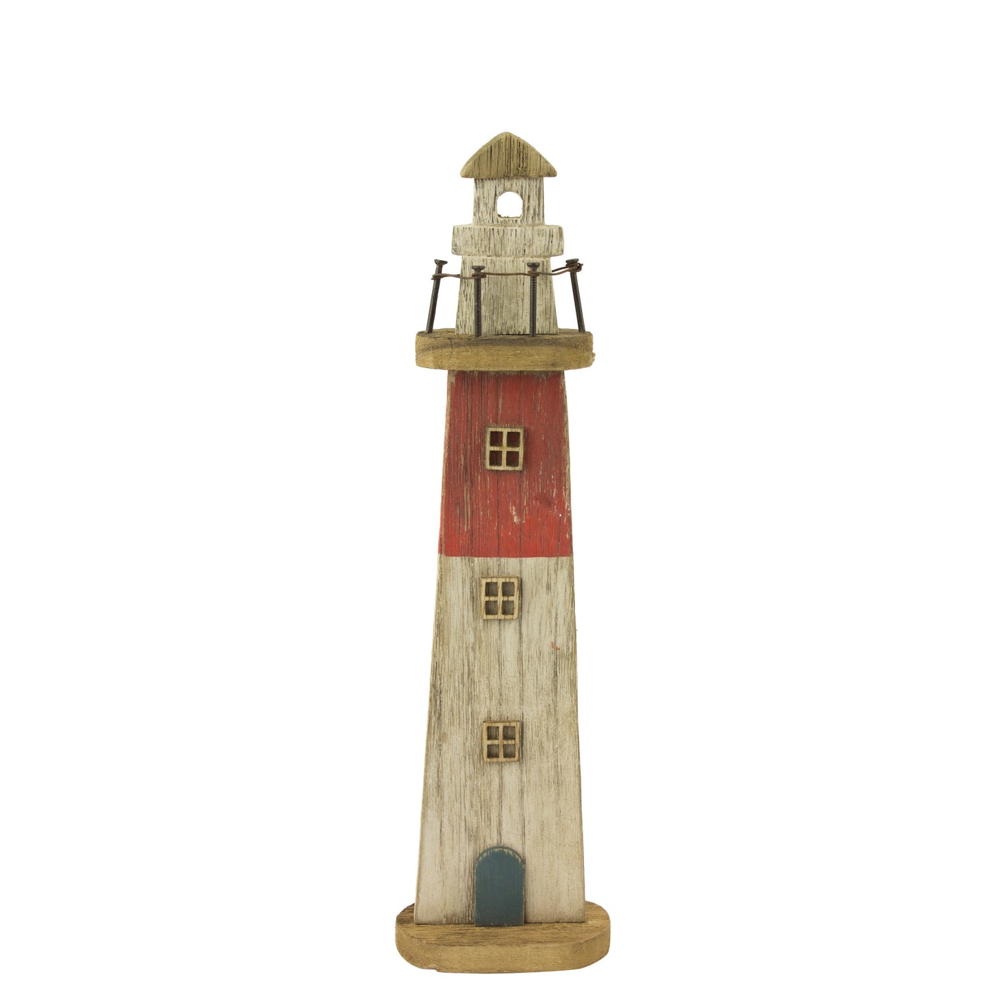 Red wooden rustic lighthouse 35cms