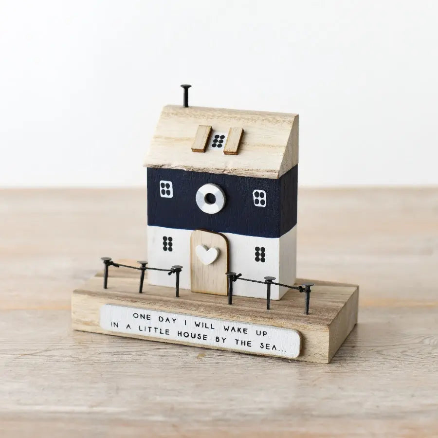 House By The Sea Wooden Block Ornament, 13cm