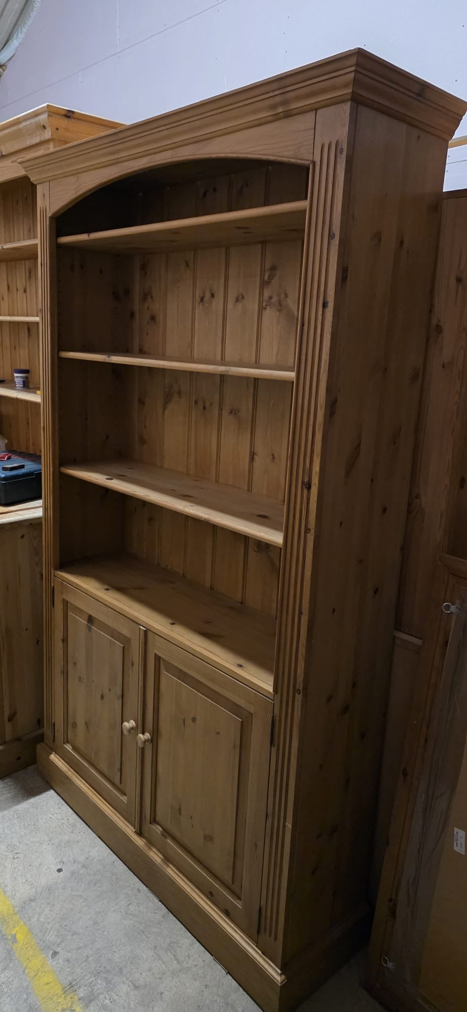 Solid Pine Large Bookcase with Cupboard