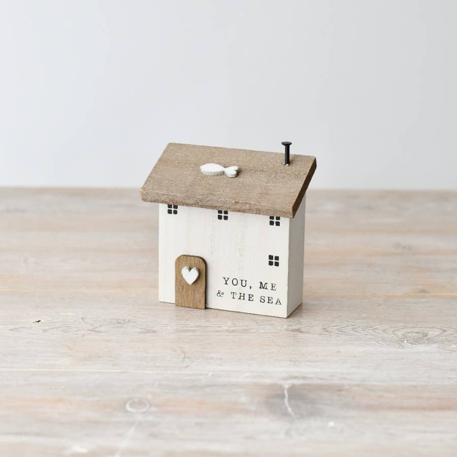You, Me & the Sea" Wooden House, 9.5cm