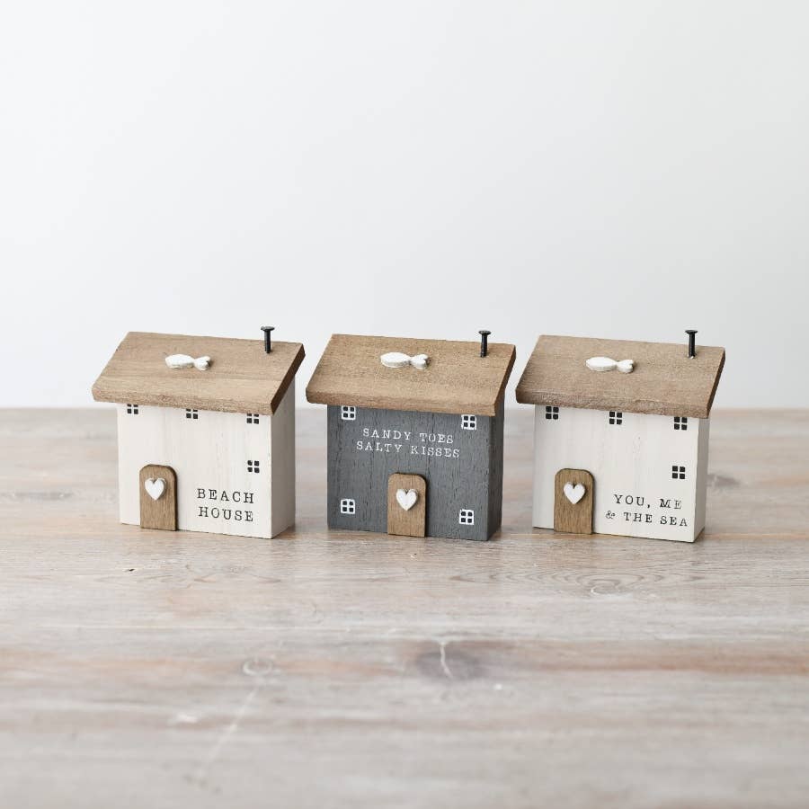 You, Me & the Sea" Wooden House, 9.5cm