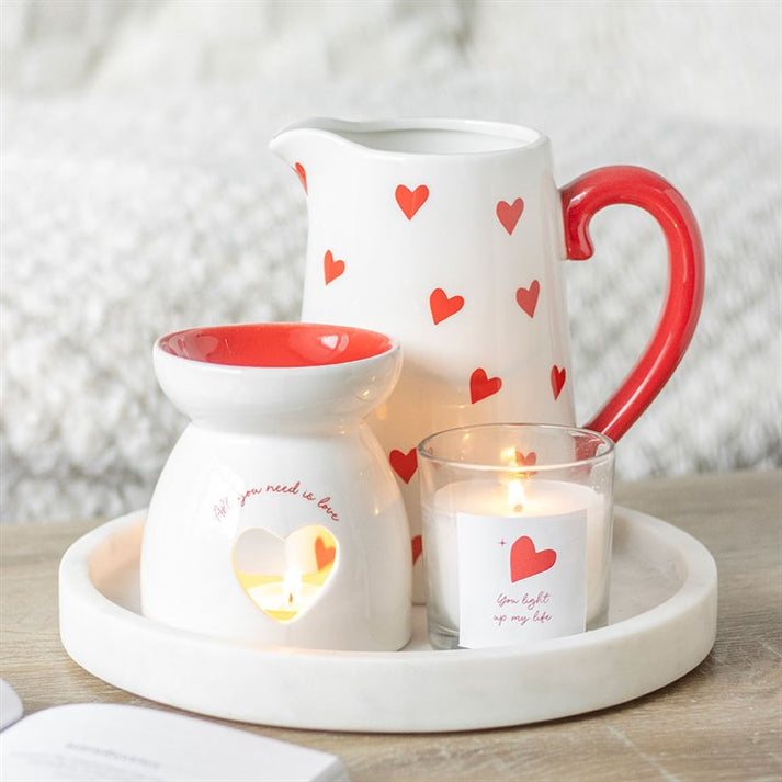 Heart Print Ceramic Flower Vase