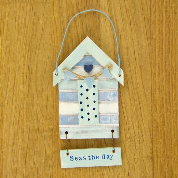 "Seas the Day" Beach Hut Hanging Décor, 12cm