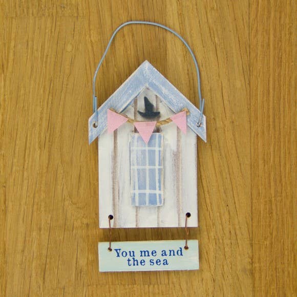 You, Me, the Sea" Beach Hut Hanging Décor, 12cm
