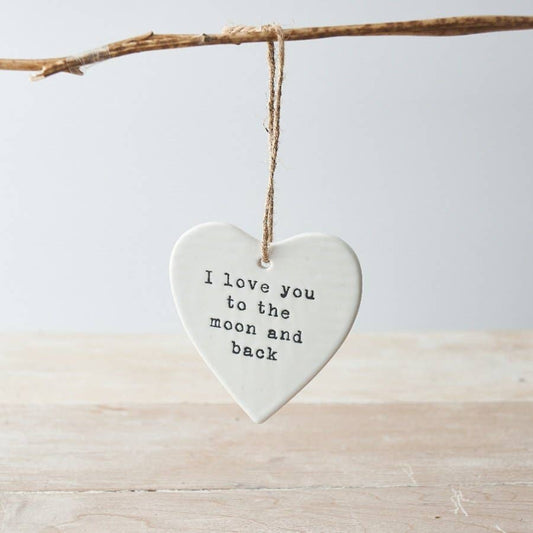 To the Moon and Back Hanging Ceramic Heart