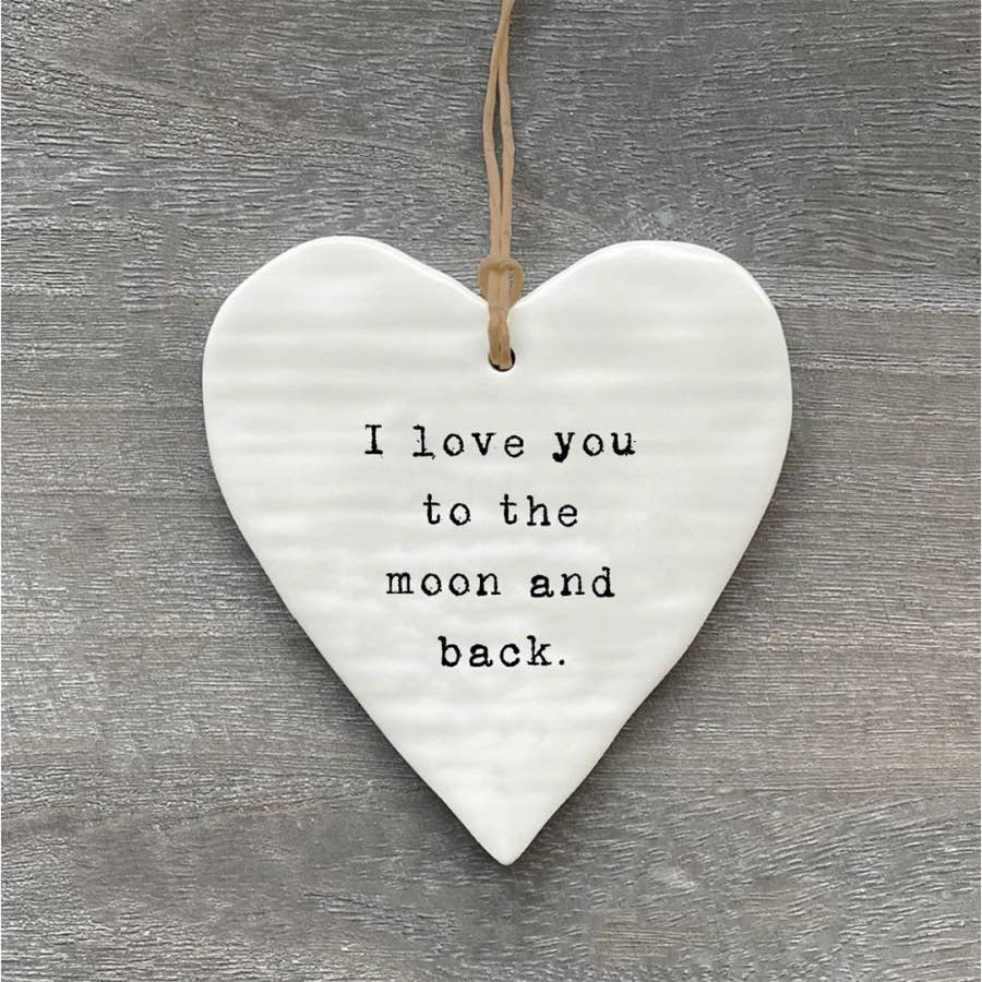 To the Moon and Back Hanging Ceramic Heart