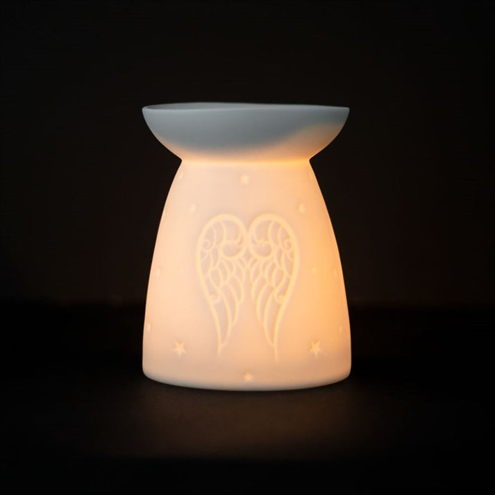 White Ceramic Angel Wings Wax Burner