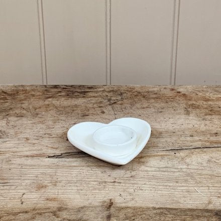 White Heart T Light Holder