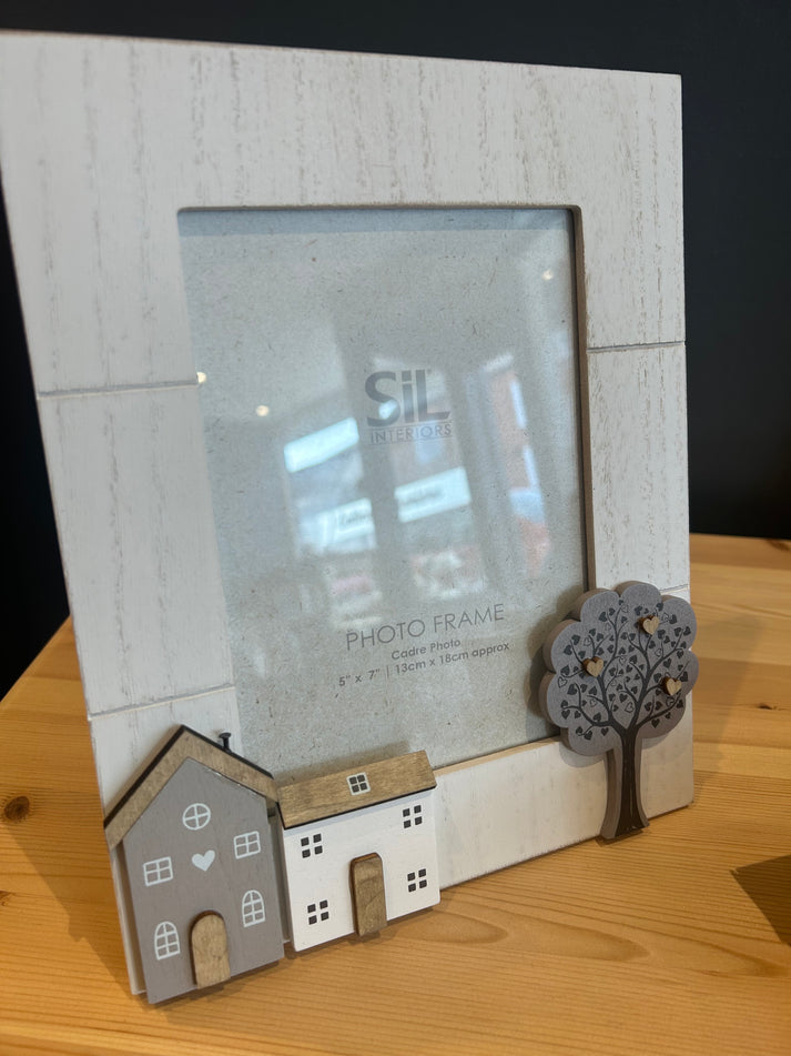 Wooden House and Tree Photo Frame