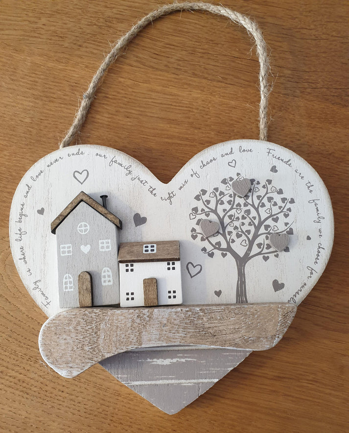 Wooden House and Tree Plaque Heart