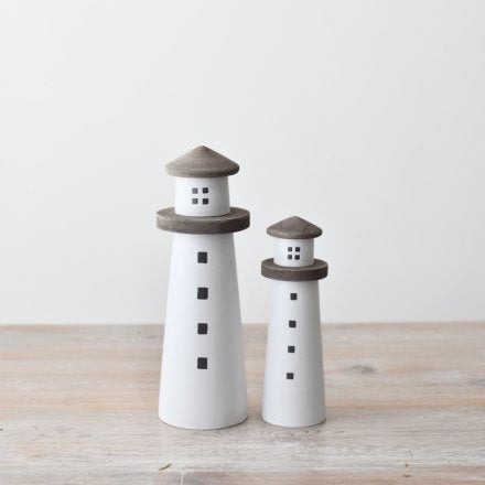 Wooden white light house 15CM