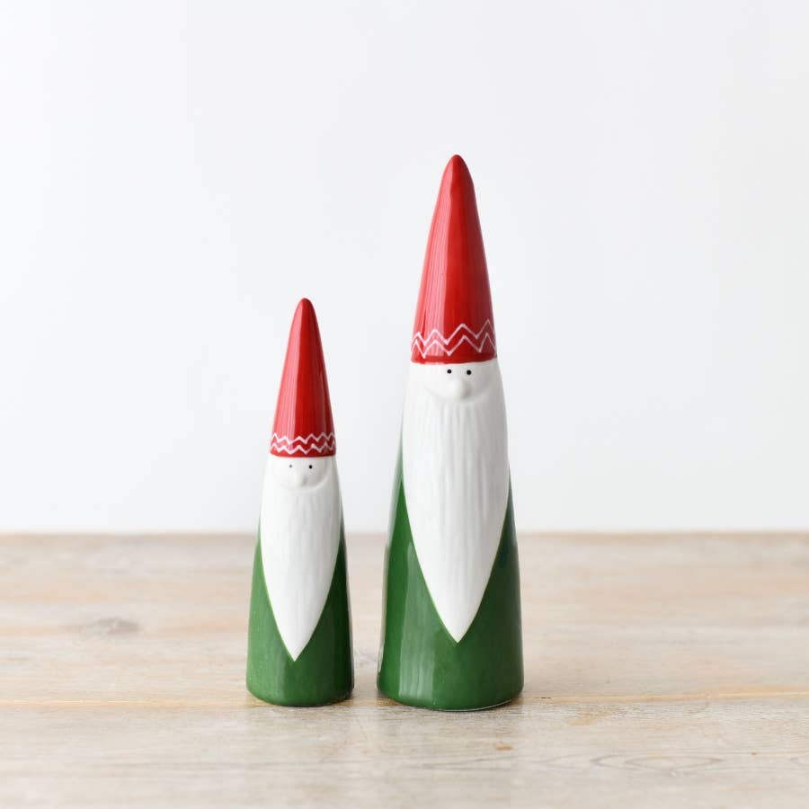 Tall Ceramic Red & Green Santa Decoration