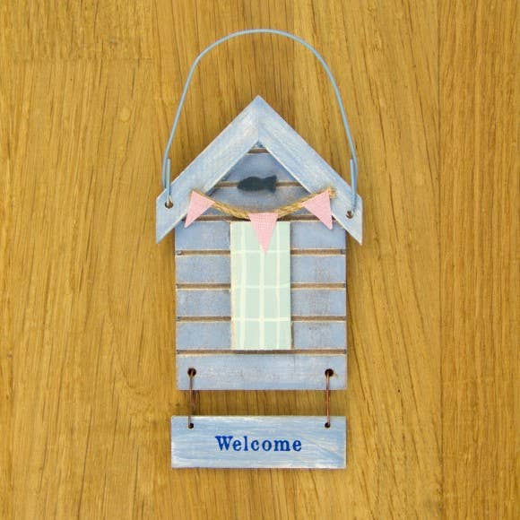 Welcome" Beach Hut Hanging Décor, 12cm