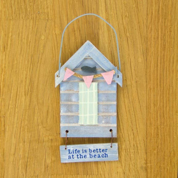 Life Is Better At the Beach" Beach Hut Hanging Décor, 12cm