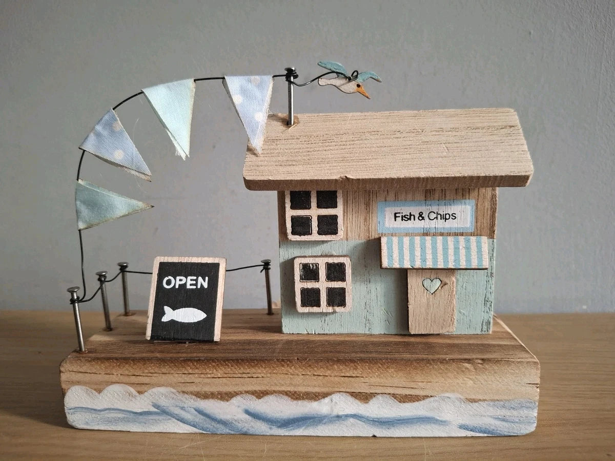 THE FISH AND CHIPS WOODEN SCENE