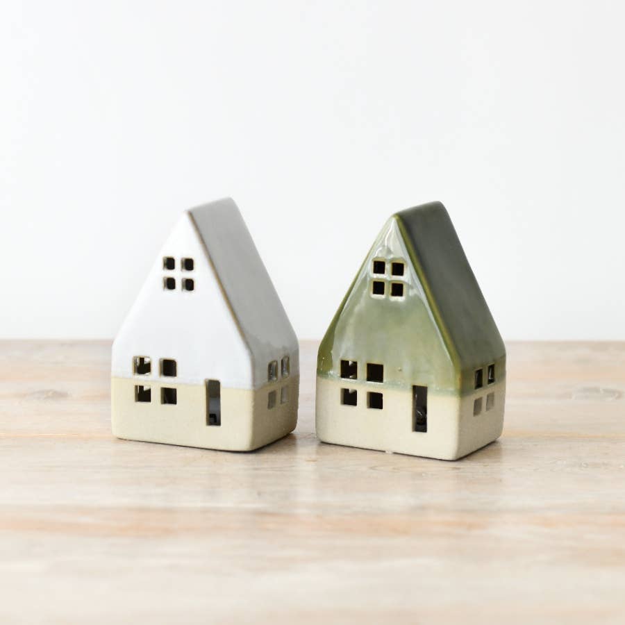 White Ceramic House Led 12cm