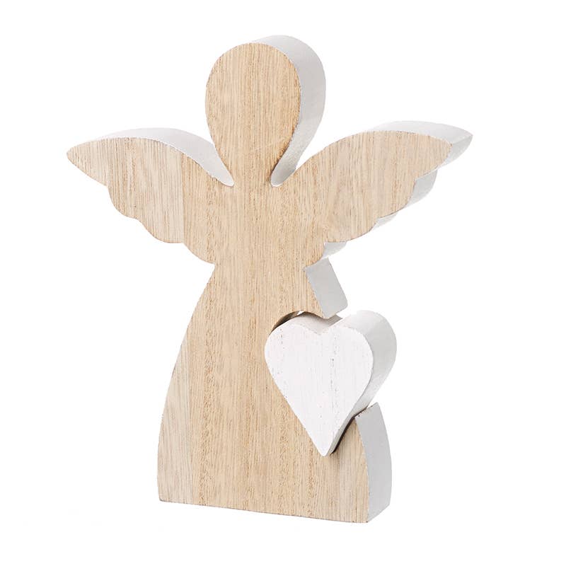 Wooden Angel with White Cut Out Star