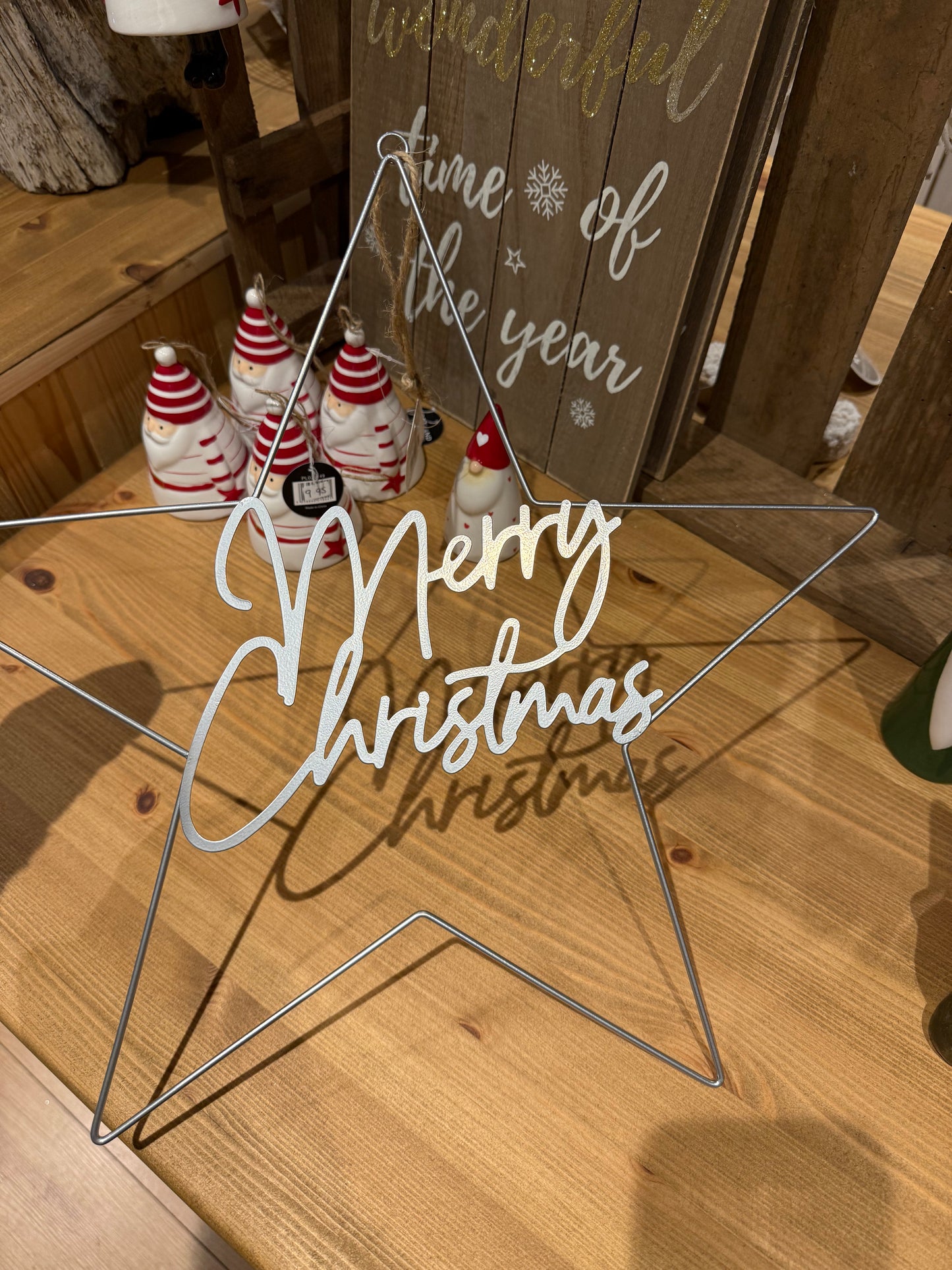 Merry Christmas Silver Metal Star