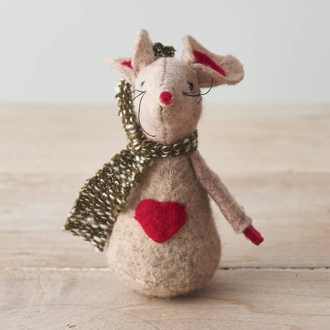 Red and Beige Fabric Mouse Hanger