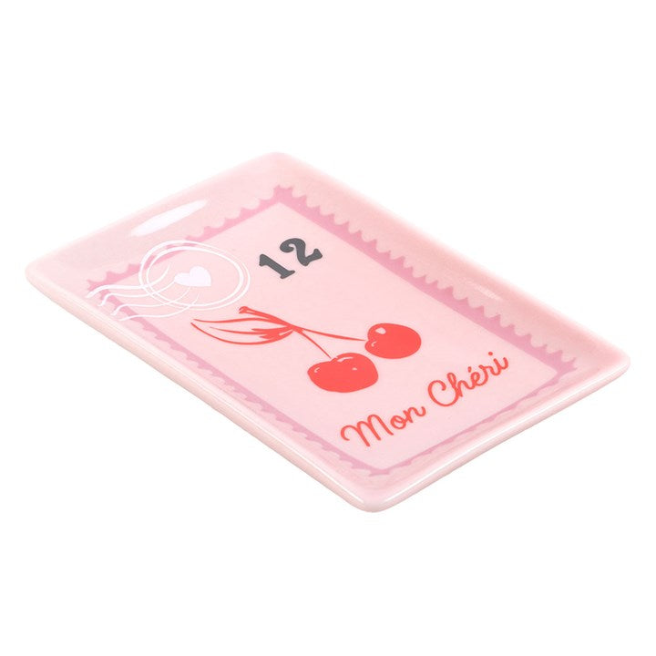 Cherry Postage Stamp Trinket Dish