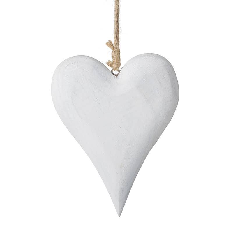Wooden Hanging White Heart