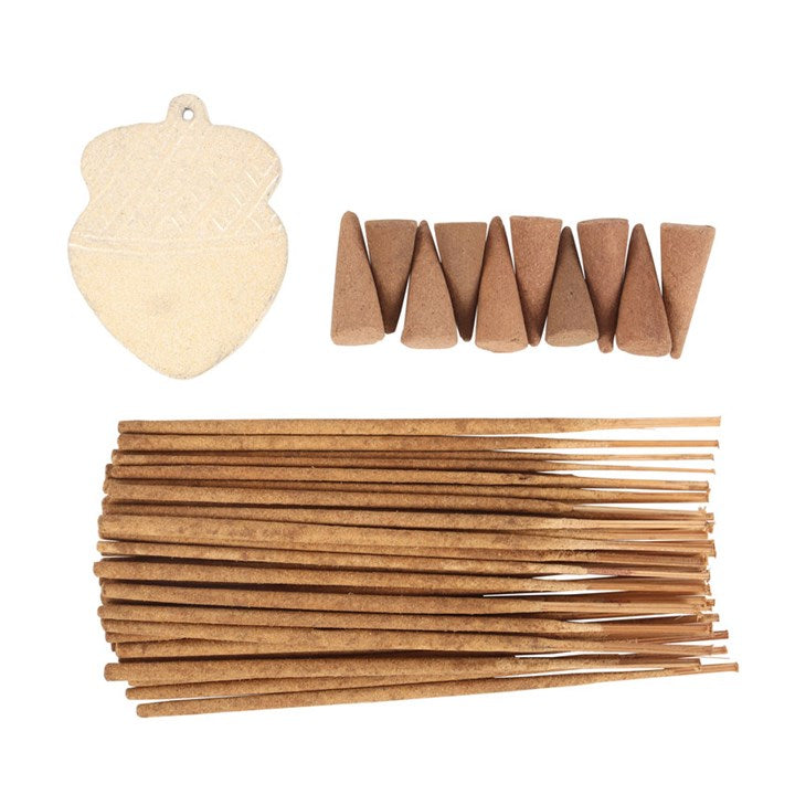 Autumn Acorn warm vanilla incense set