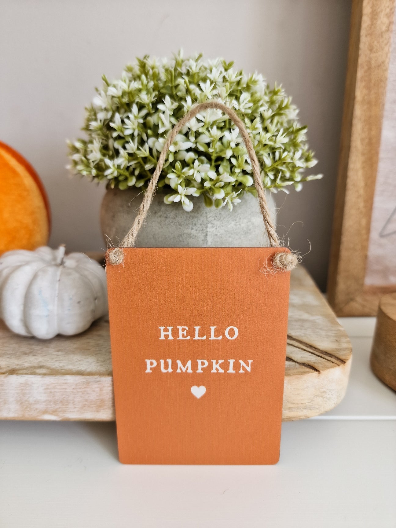 Mini Metal Orange Hello Pumpkin Sign