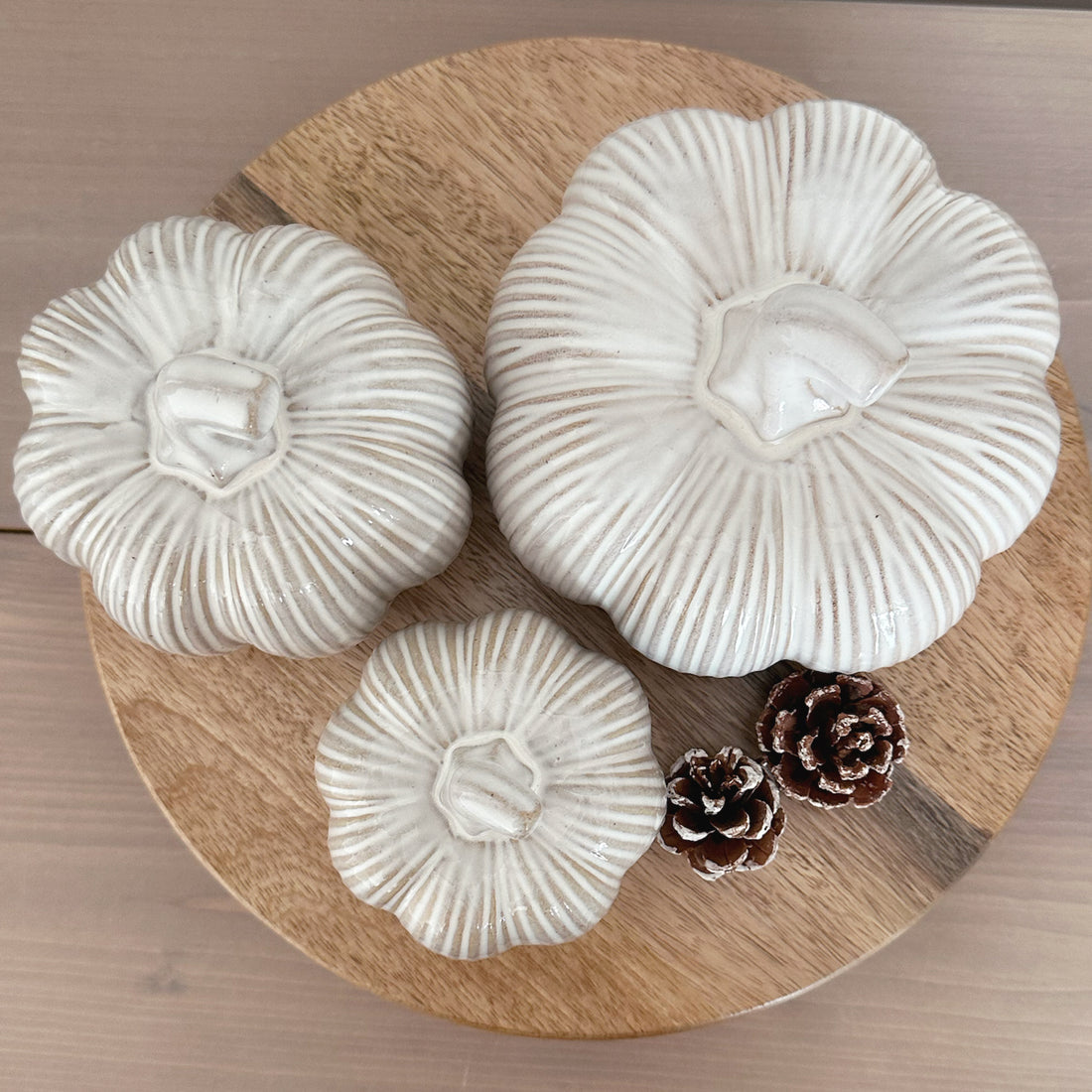 Cream Ceramic Large Pumpkin