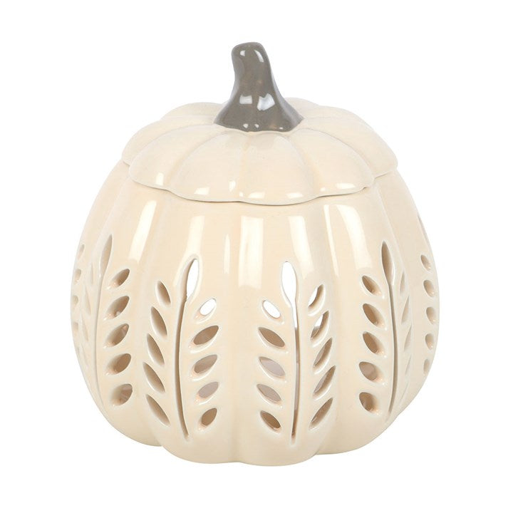 Cream Leaf Cut out Pumpkin Wax Burner