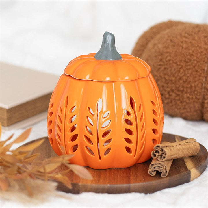 Orange Leaf cut out Pumpkin Wax Burner