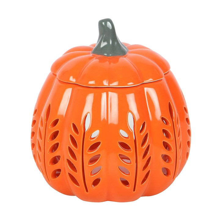 Orange Leaf cut out Pumpkin Wax Burner