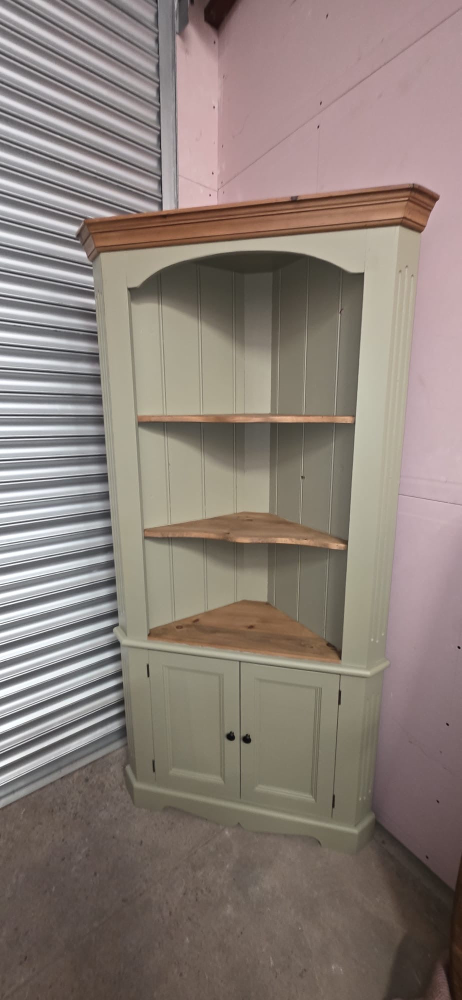 Solid Pine Tall Corner Display Unit