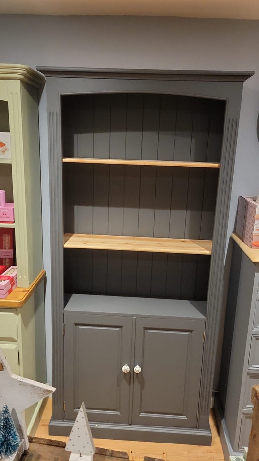 Solid Pine Bookcase with Cupboard