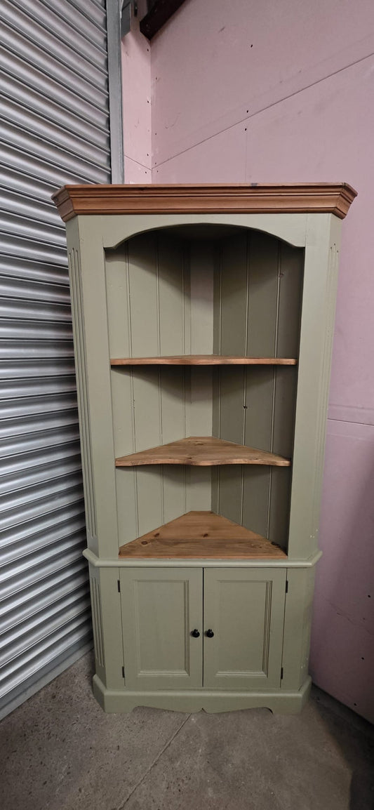 Solid Pine Tall Corner Display Unit