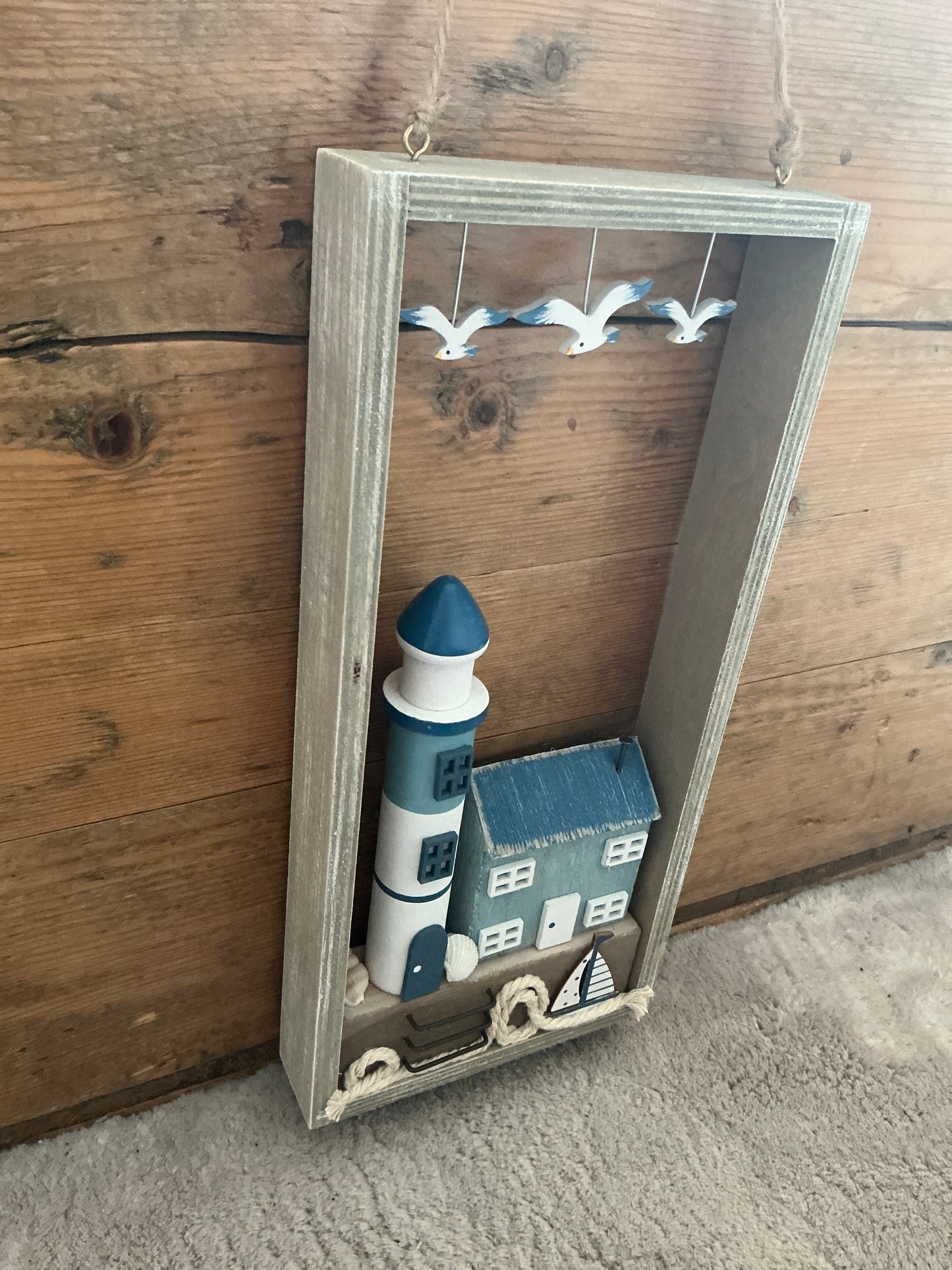 Framed Lighthouse and Cottage