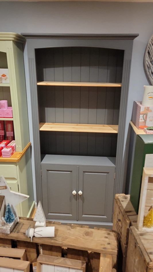 Solid Pine Bookcase with Cupboard