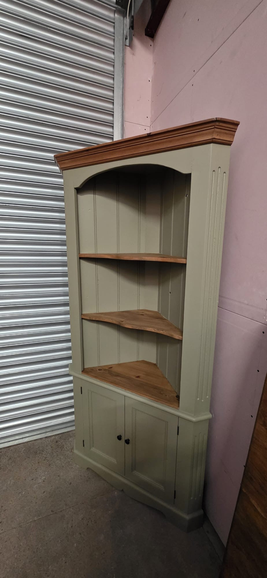 Solid Pine Tall Corner Display Unit