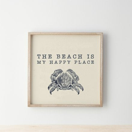 THE BEACH IS MY HAPPY PLACE" WOODEN FRAME, 25CM
