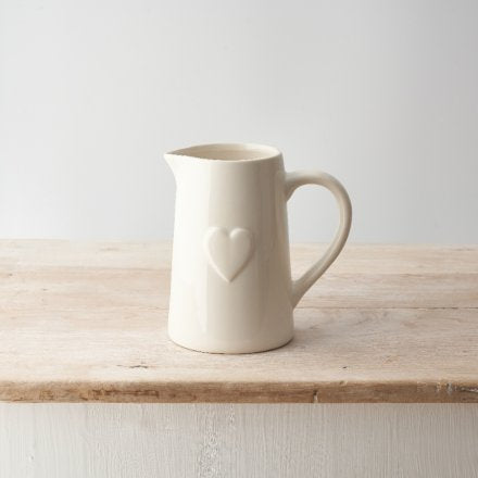 Ceramic Large White Heart Jug