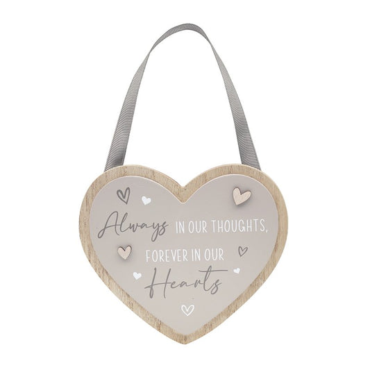Always in our thoughts wooden heart plaque