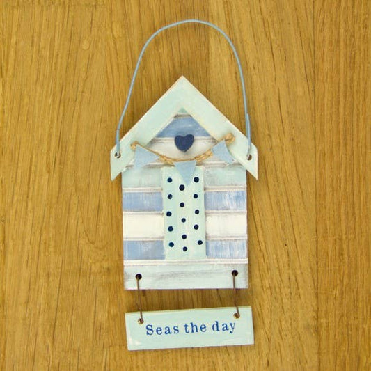 "Seas the Day" Beach Hut Hanging Décor, 12cm