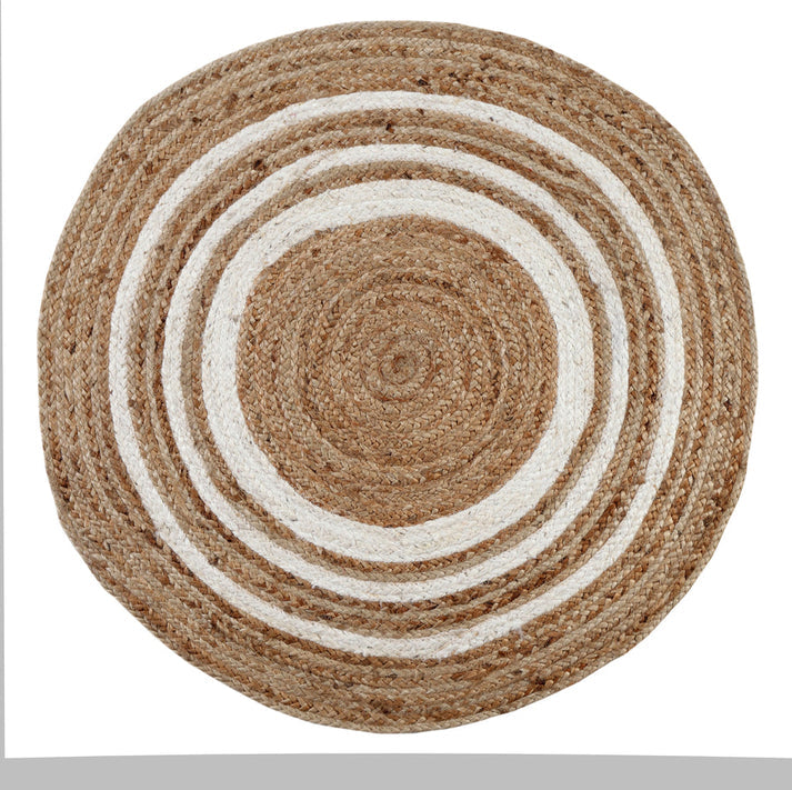 KHIDAKEE Round Border Natural Rug Hand Woven Jute