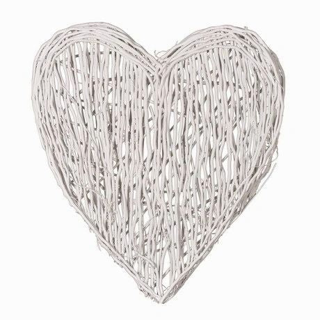 Large White Wicker Heart