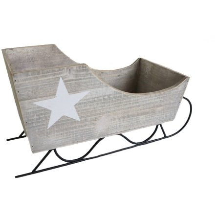 GREY WOOD SLEIGH, 45CM