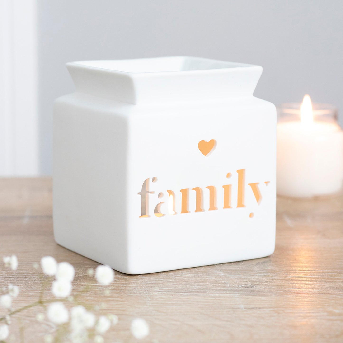 White Family Cut Out Oil Burner - White