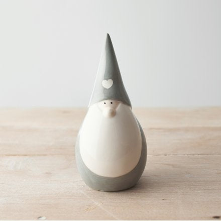 GREY AND WHITE HEART GONK, 15CM