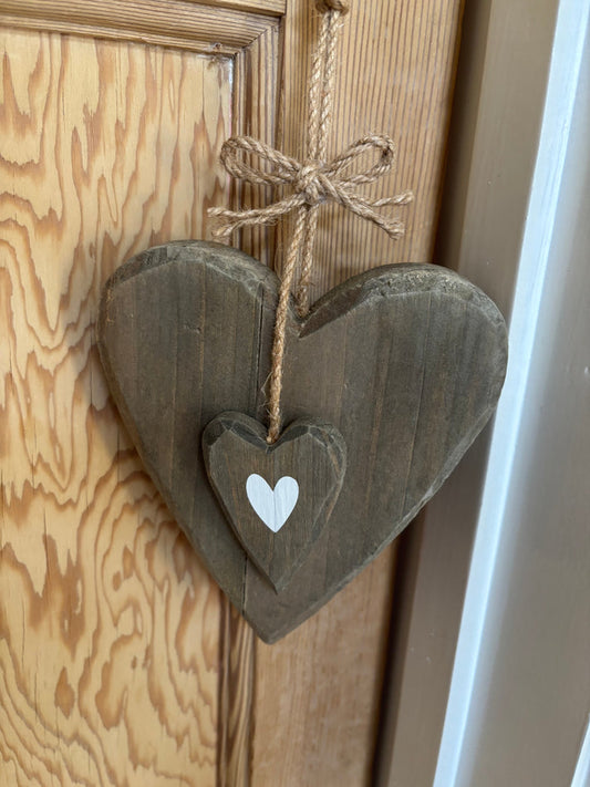 Rustic Chunky Wood Hanging Heart