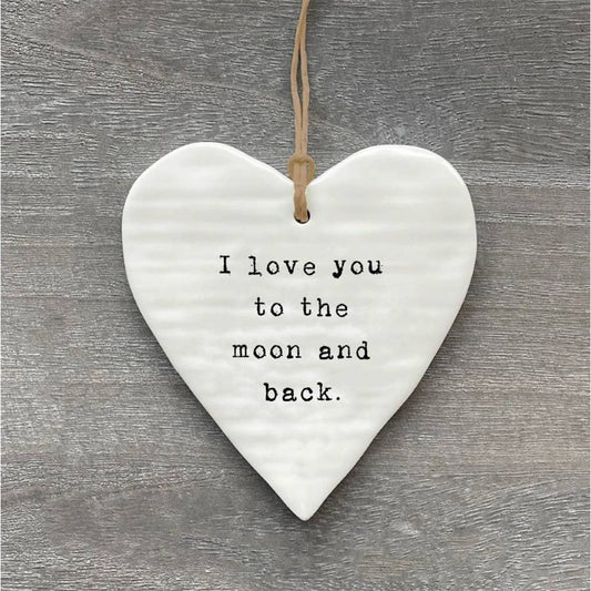 To the Moon and Back Hanging Ceramic Heart