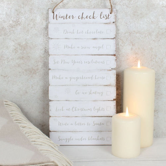 Winter Checklist Wooden Sign
