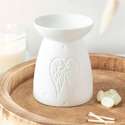 White Ceramic Angel Wings Wax Burner